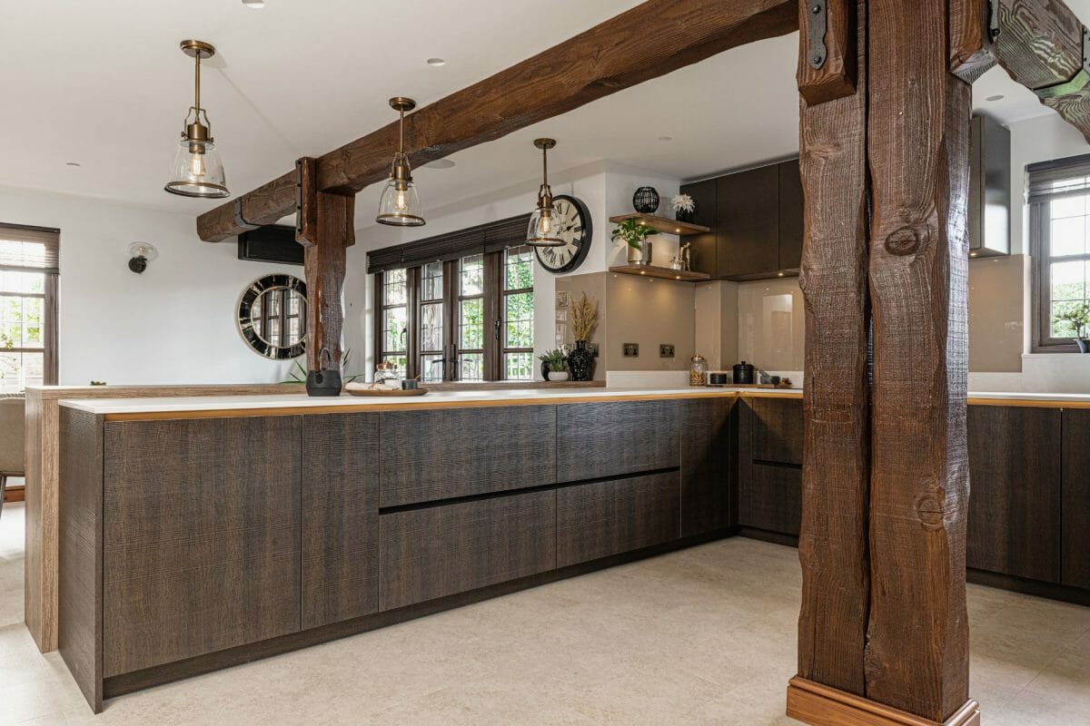 Modern Rustic Kitchen In Wood White And Gold-2