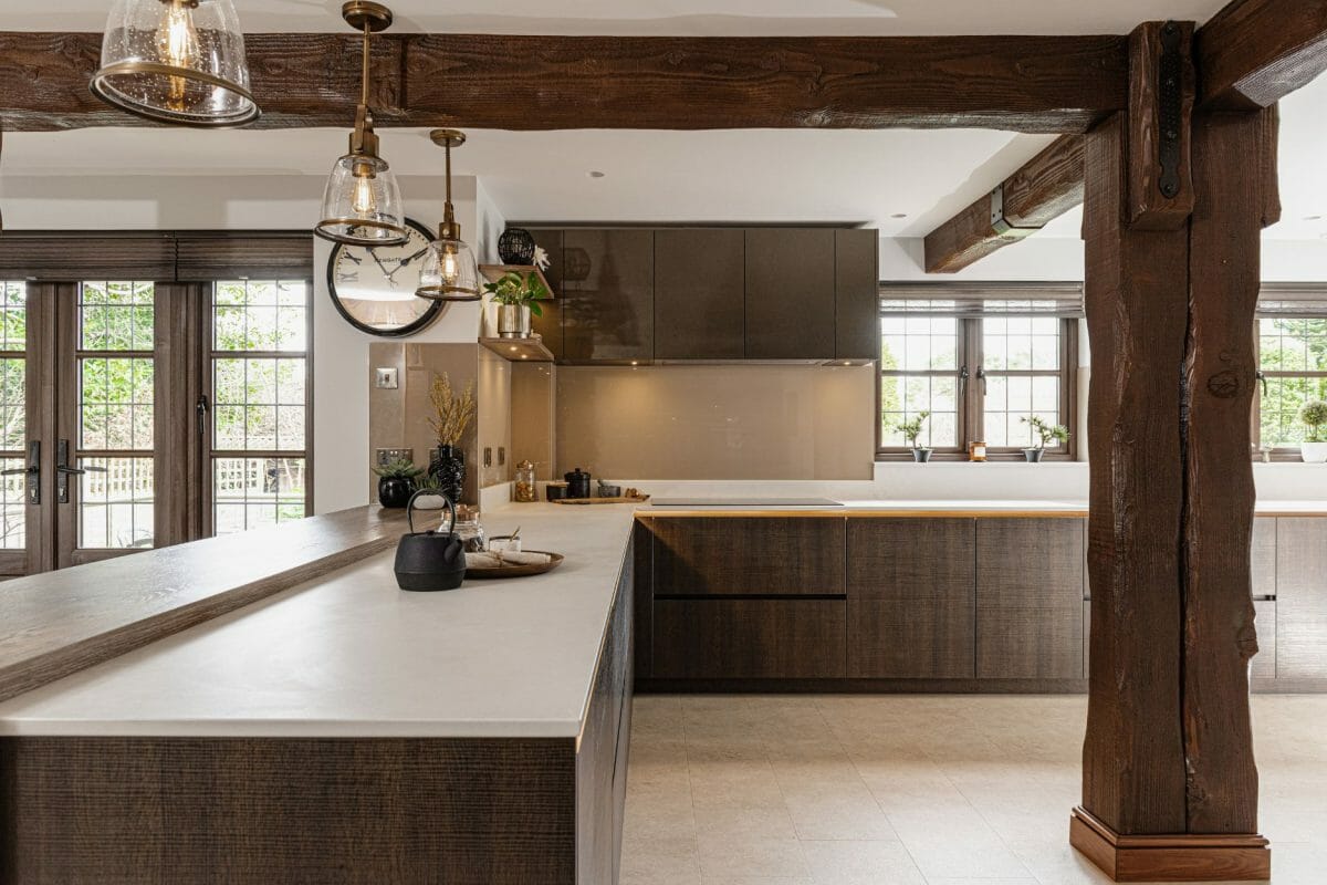 Modern Rustic Kitchen In Wood White And Gold-3