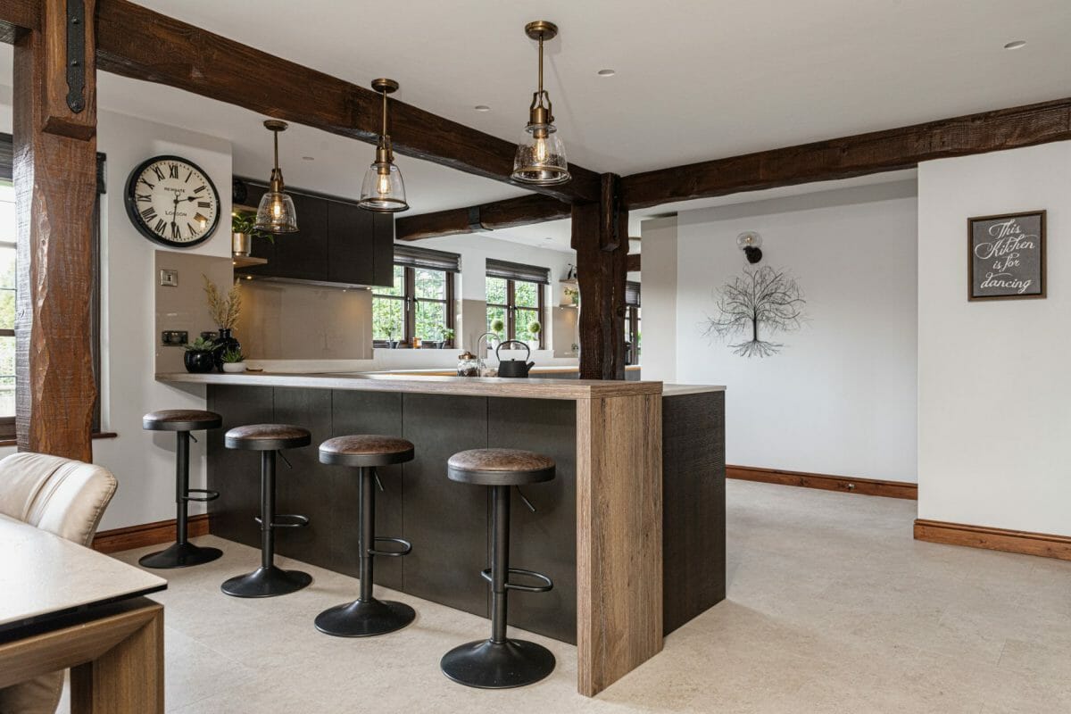 Modern Rustic Kitchen In Wood White And Gold-4