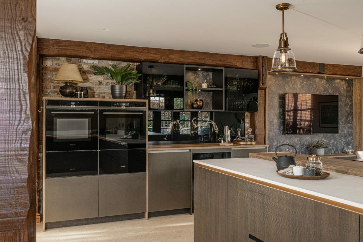 Modern Rustic Kitchen In Wood White And Gold-7
