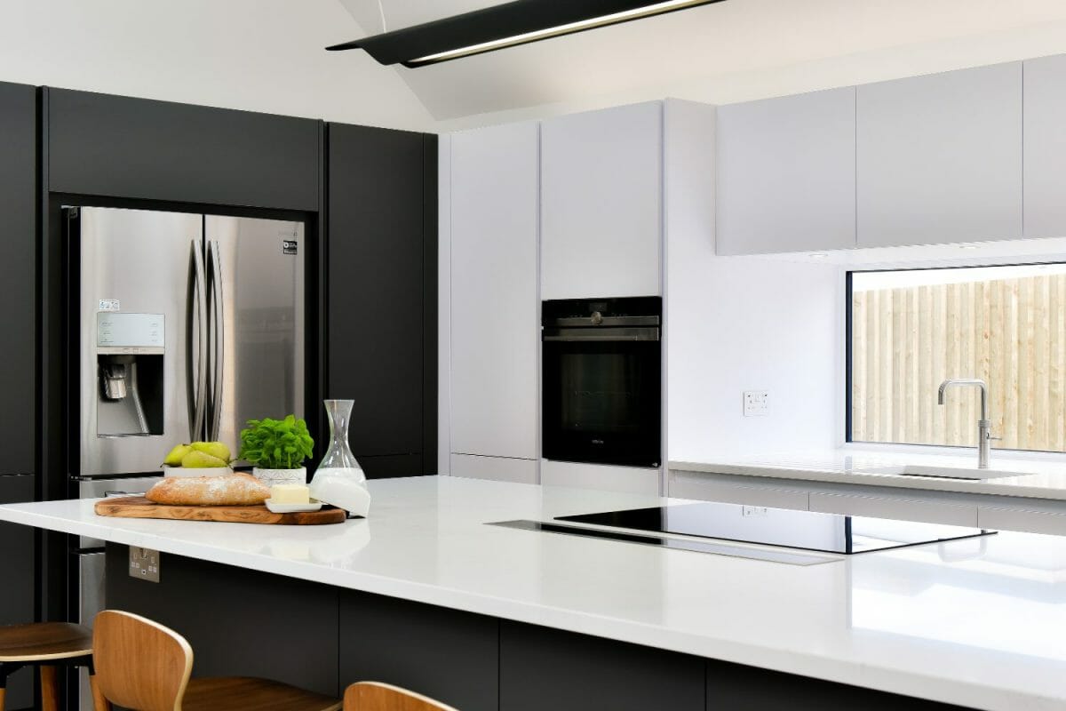 Sleek minimalist grey and white kitchen-2